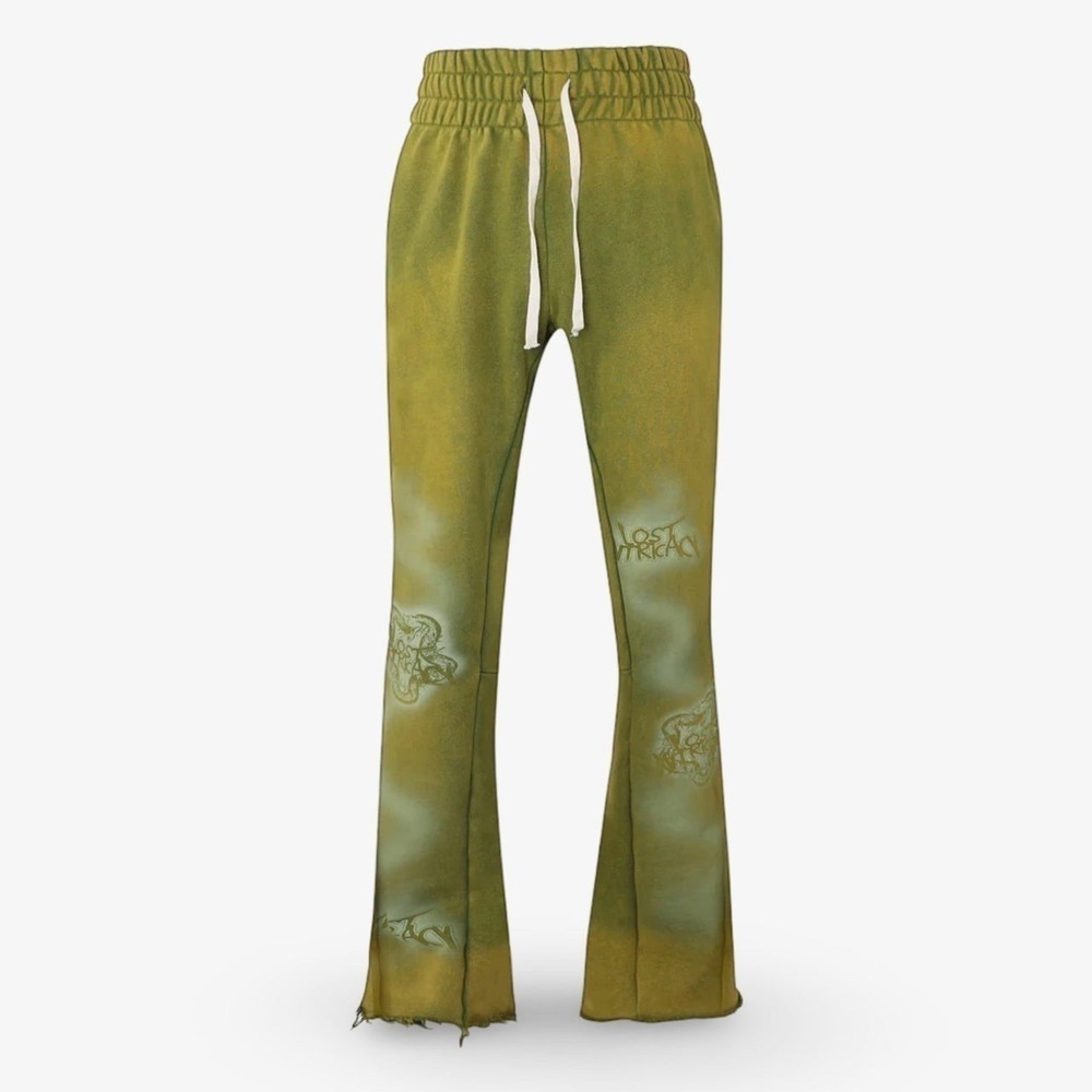 Lost Intricacy Green French Terry Sweatpants NEW Flare Size Medium Streetwear